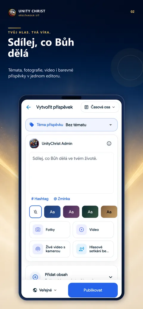 Unity Christ app preview: new post editor