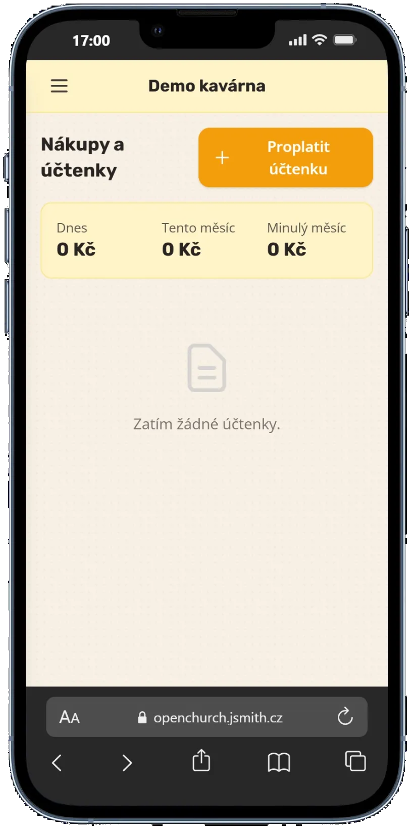 Přehled nákupů a účtenek s denním a měsíčním souhrnem výdajů