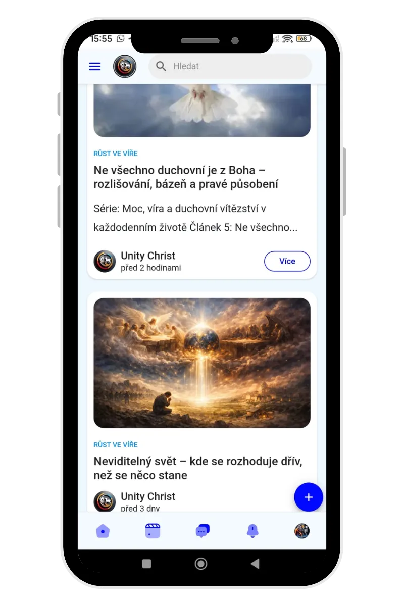 Faith-building content shown in the Unity Christ app