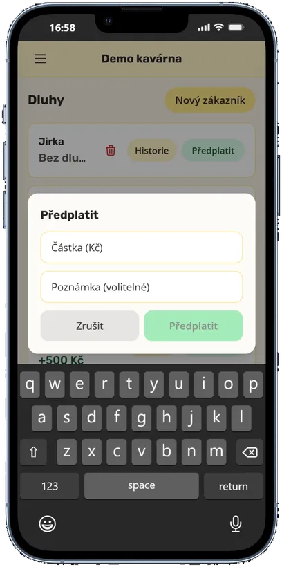 Detail predplateného účtu návštevníka